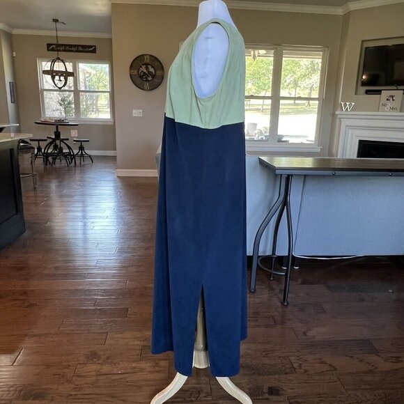 Vintage Jessica Howard Woman Size 18 Dress Long Midi Maxi Blue Green Sleeveless - Picture 4 of 10